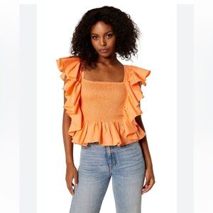 $265 Misa Los Angeles Karma Top in tangerine